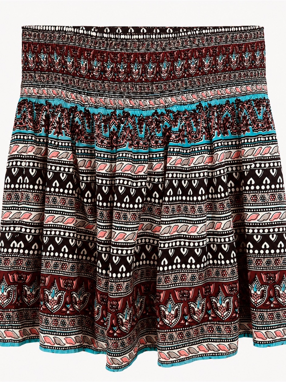 Hollister Boho Paisley Smocked Waist Mini Skirt M